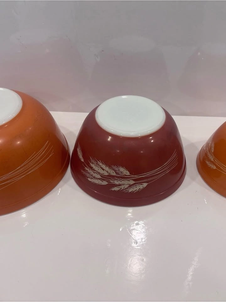 Vintage Pyrex wheat set of 3 nesting mixing bowls - photo 5
