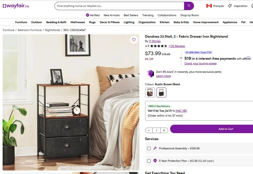 Industrial style side table / nightstand - photo 3