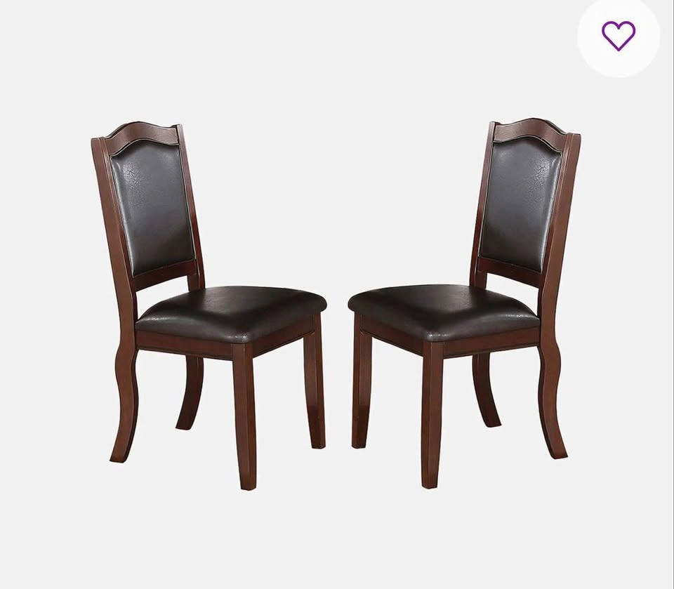 Solid wood dinning chairs with leather seating (set of 2) - photo 2