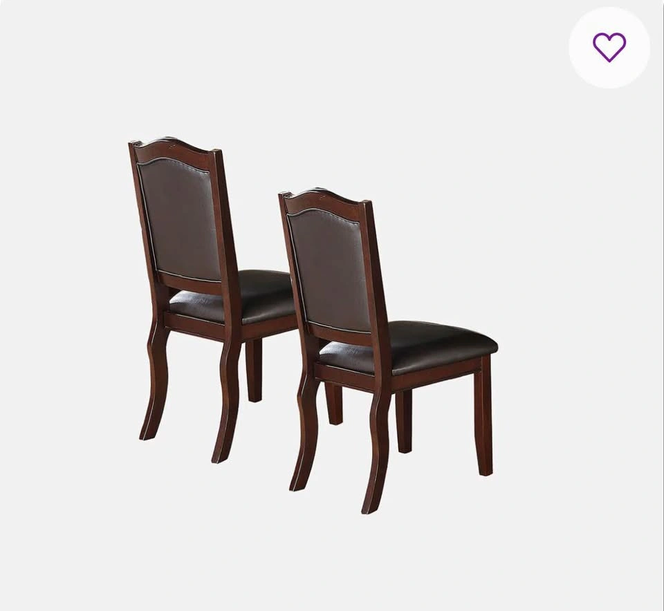 Solid wood dinning chairs with leather seating (set of 2) - photo 4