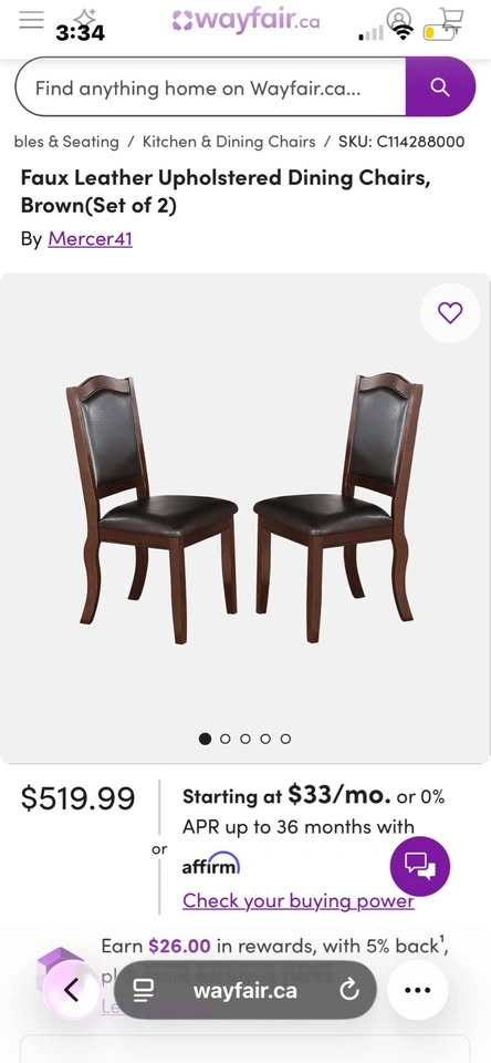 Solid wood dinning chairs with leather seating (set of 2) - photo 5