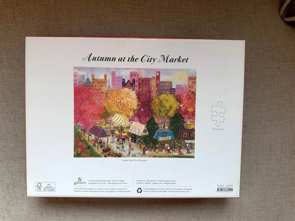 Galison Autumn at the City Market 1000 Piece Puzzle - New - photo 3