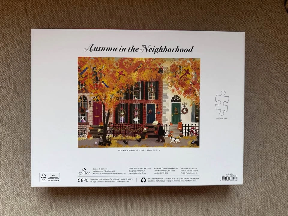 Galison Autumn in the Neighborhood 1000 Piece Puzzle - New - photo 3