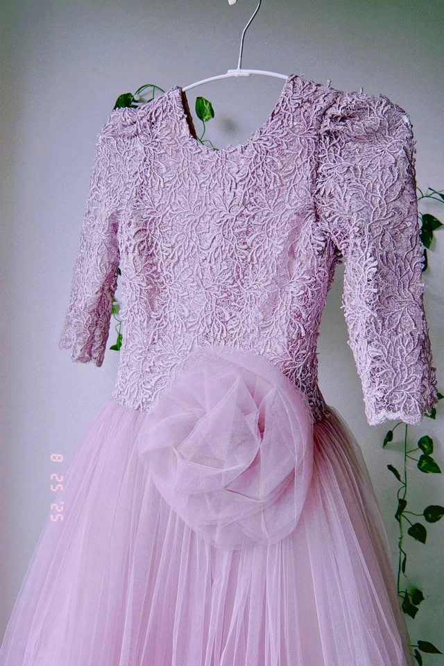 Lavender/ Black and white dress