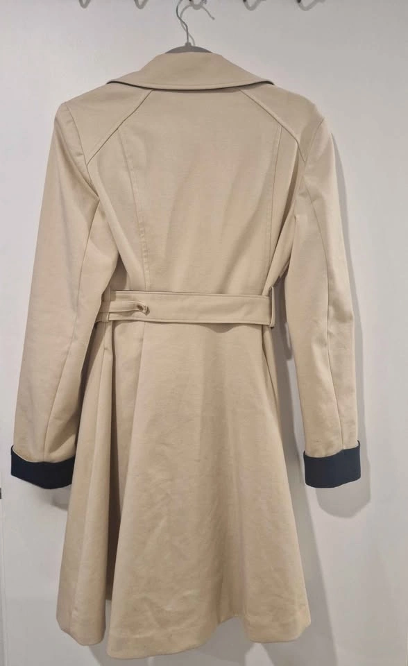 Yumi Outerwear Beige Navy Trench Coat Size 4 - photo 2