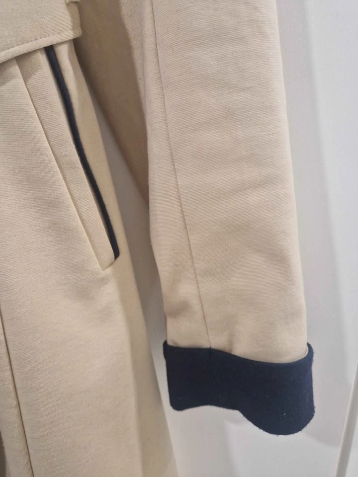 Yumi Outerwear Beige Navy Trench Coat Size 4 - photo 4