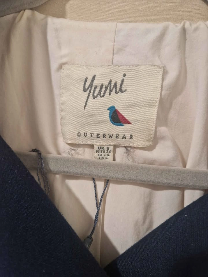 Yumi Outerwear Beige Navy Trench Coat Size 4 - photo 5