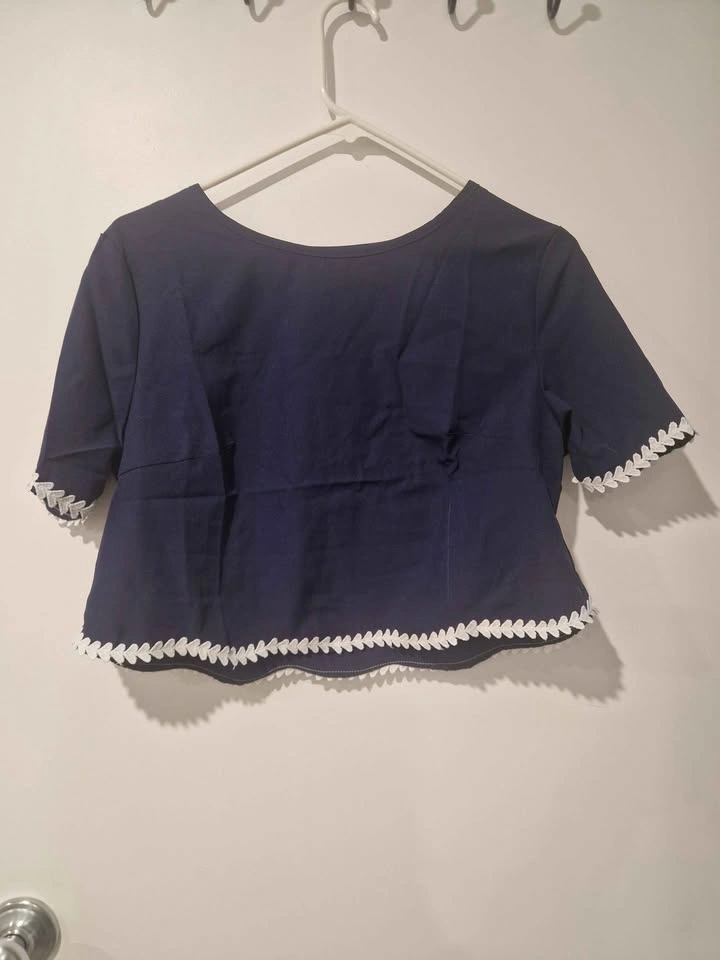 2 x SHEIN Frenchy Navy Blue 2 Piece Crop Top Wide Leg Pants Set - photo 3