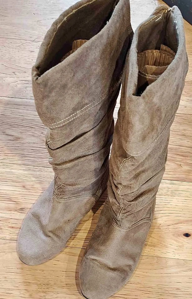 Tan suede tall boots