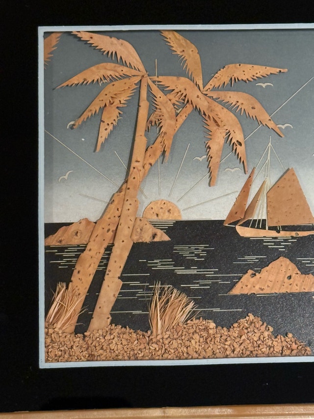 Vintage Cork Art Tropical Seascape - photo 3