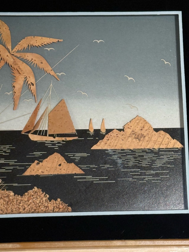 Vintage Cork Art Tropical Seascape - photo 4