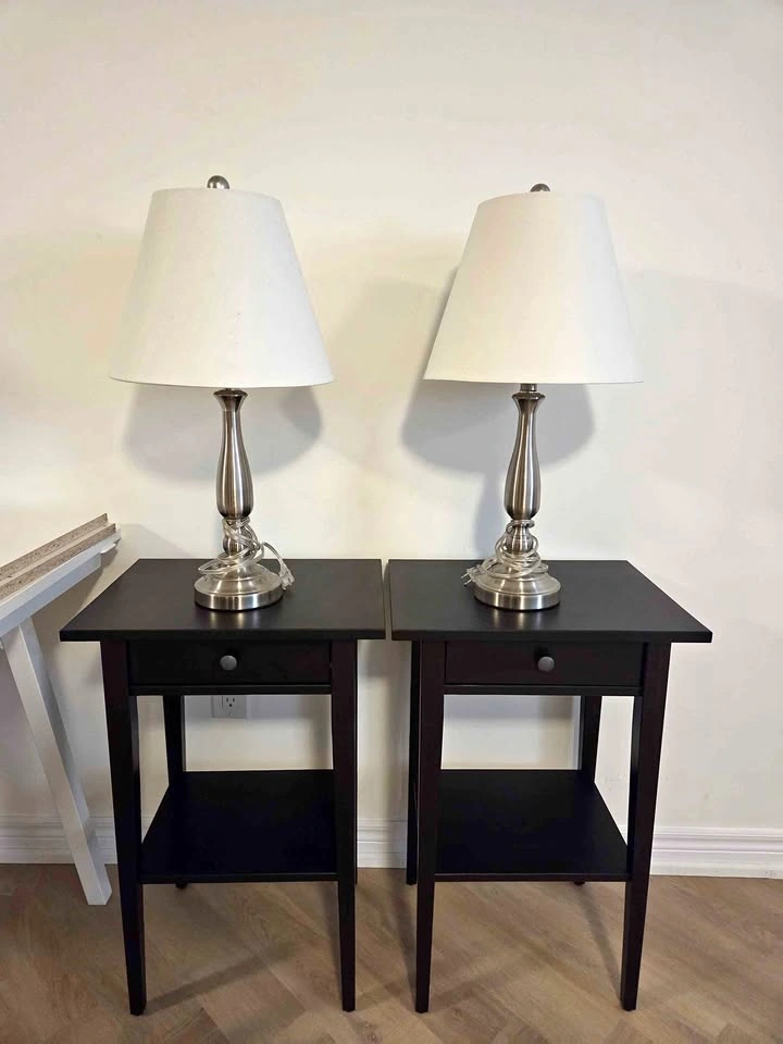 IKEA bedside table + lamps