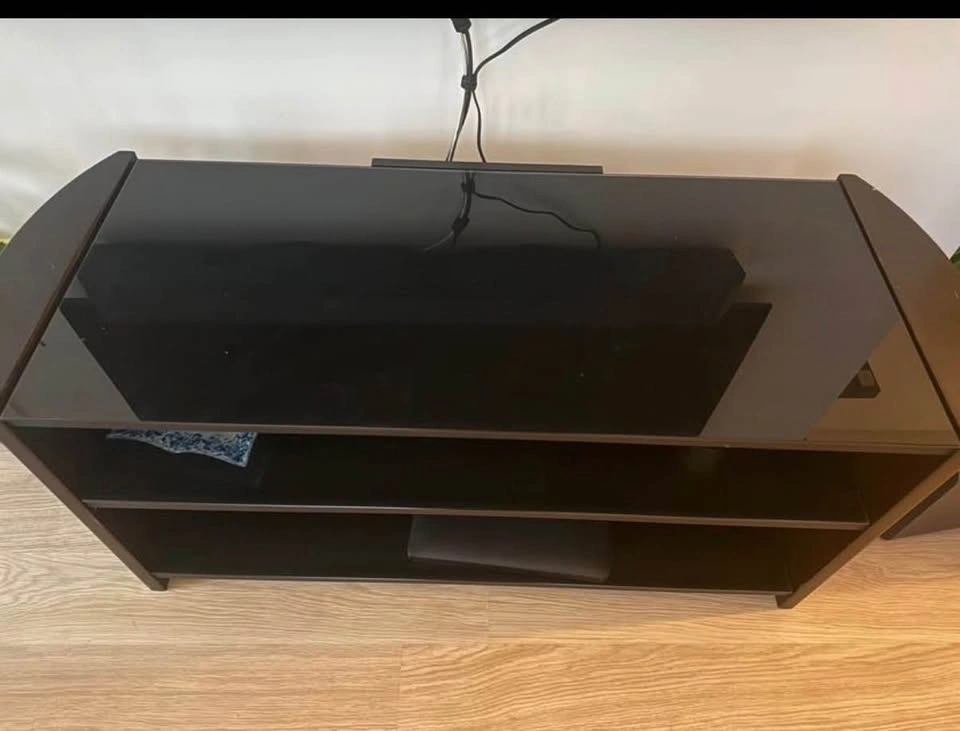 Dark Wood and Glass TV Stand - photo 2