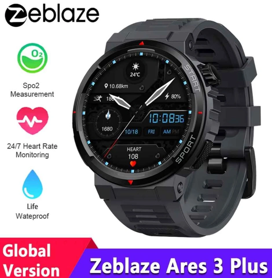 Zeblaze Ares 3 Plus Fitness Smart Watch - Red - photo 2