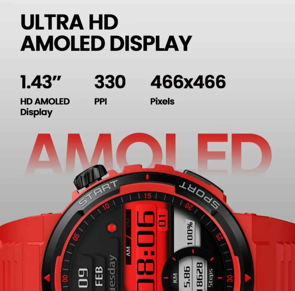 Zeblaze Ares 3 Plus Fitness Smart Watch - Red - photo 3