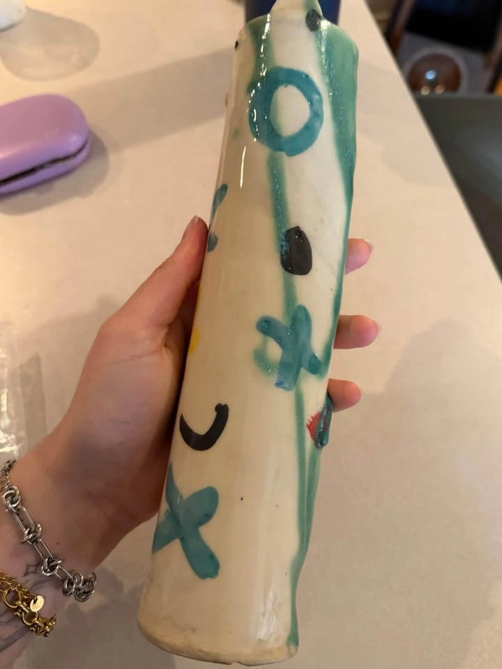 Hand made ceramic flower vase cat - photo 2