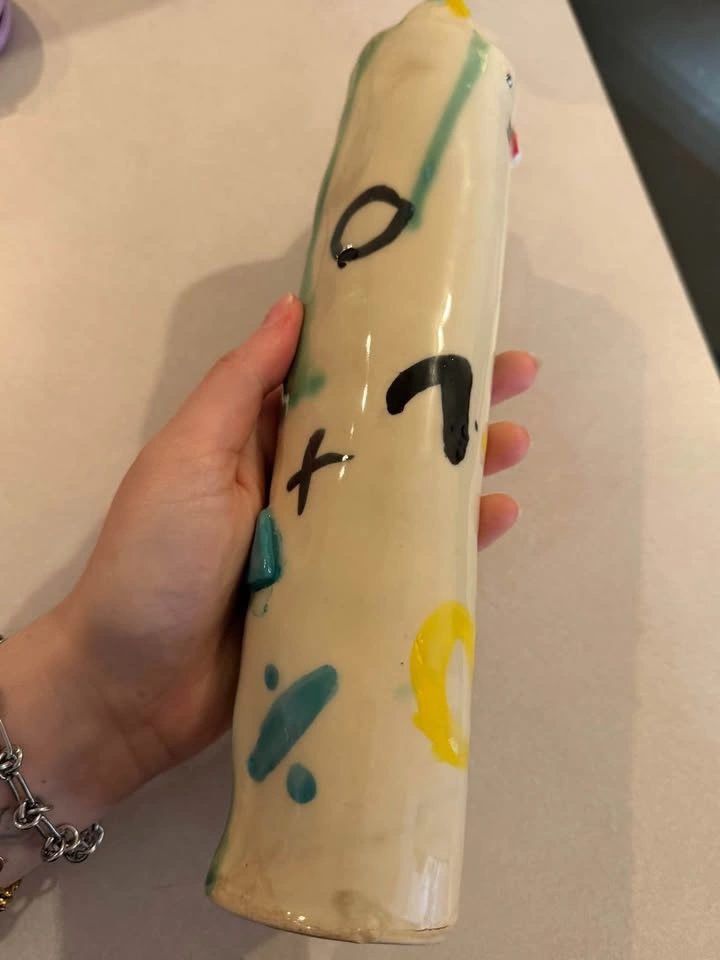 Hand made ceramic flower vase cat - photo 3