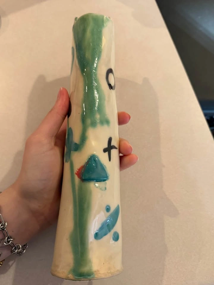 Hand made ceramic flower vase cat - photo 4