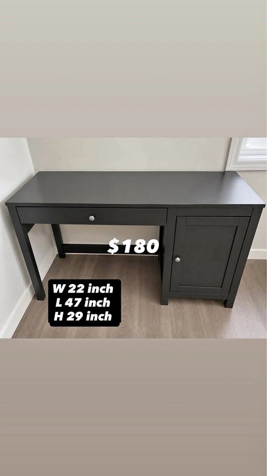 Modern Black Office Desk with Storage