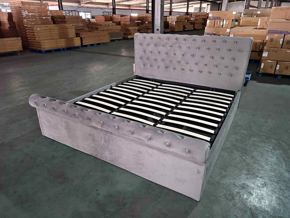 Tufted Velvet Sleigh Bed Frame