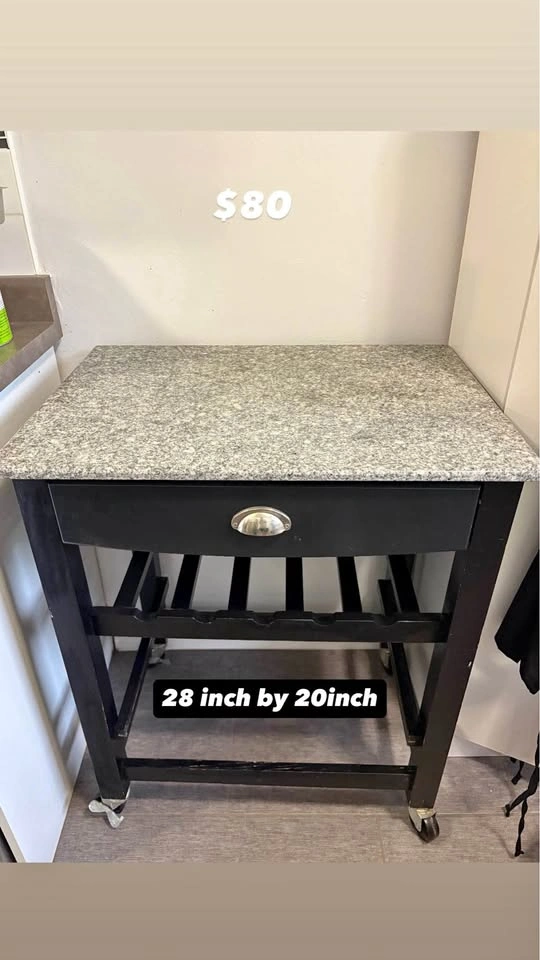 Rolling Kitchen Island / Bar Cart with Wine Rack
