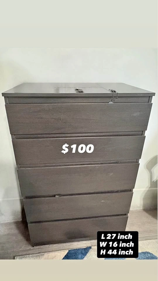 IKEA MALM 5-Drawer Dresser – Dark Brown