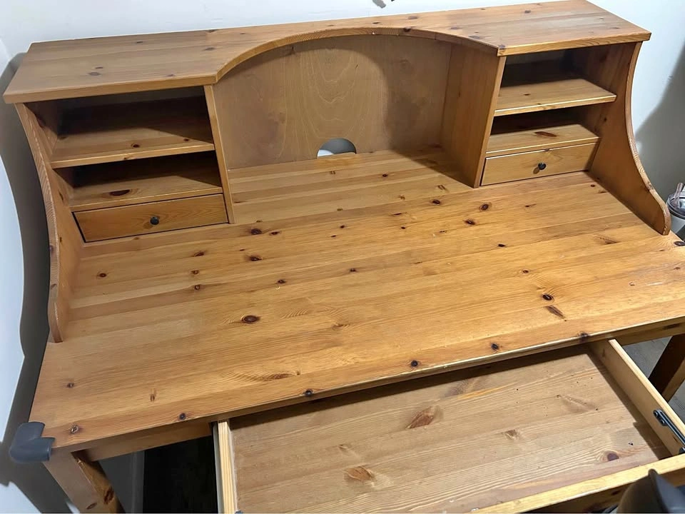 Solid Wood Secretary Desk with Hutch