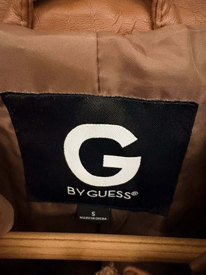 G by Guess Faux Leather Moto Jacket with Woven Side Panels - photo 5