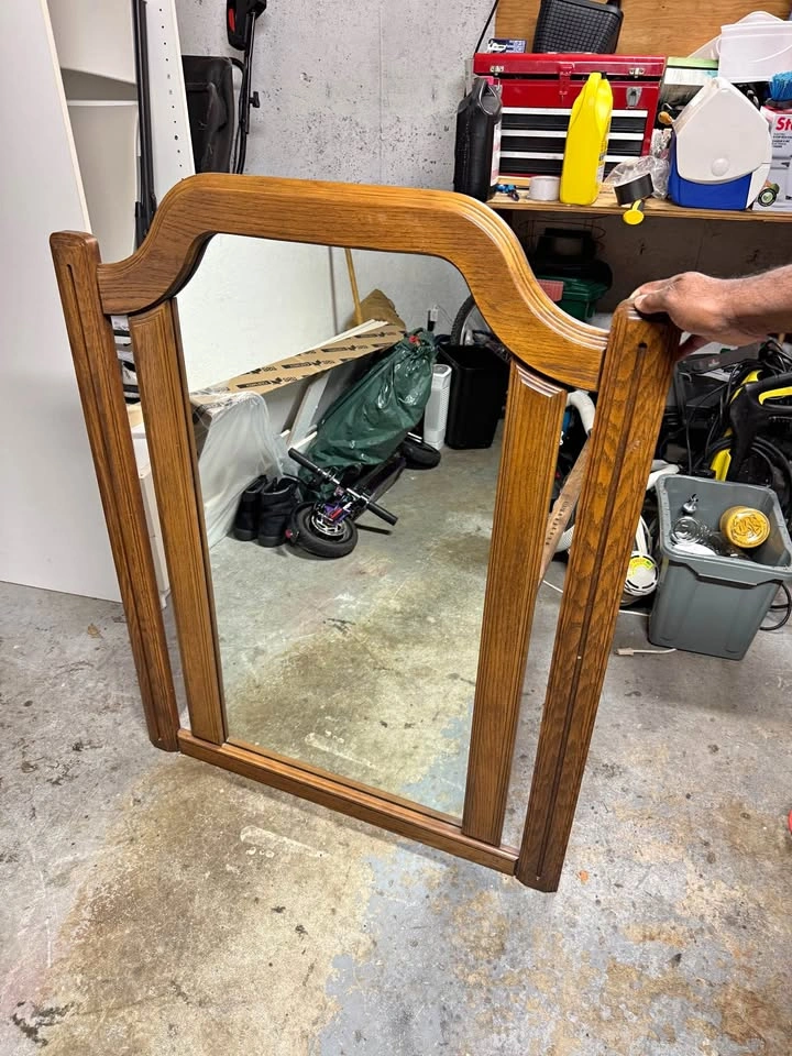 Vintage Made in Canada Wooden Dresser Mirror