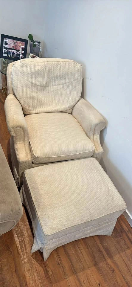 Traditional Armchair and Ottoman Set