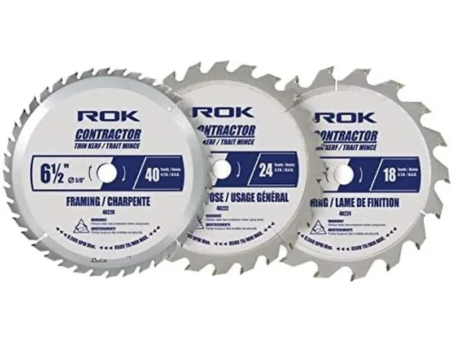 NEW - ROK 3pc 6 1/2" Circular Saw Blade Set thumbnail