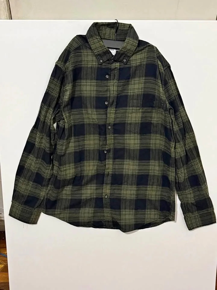 Men's Goodiefellow Green & Black Flannel Plaid Shirt thumbnail