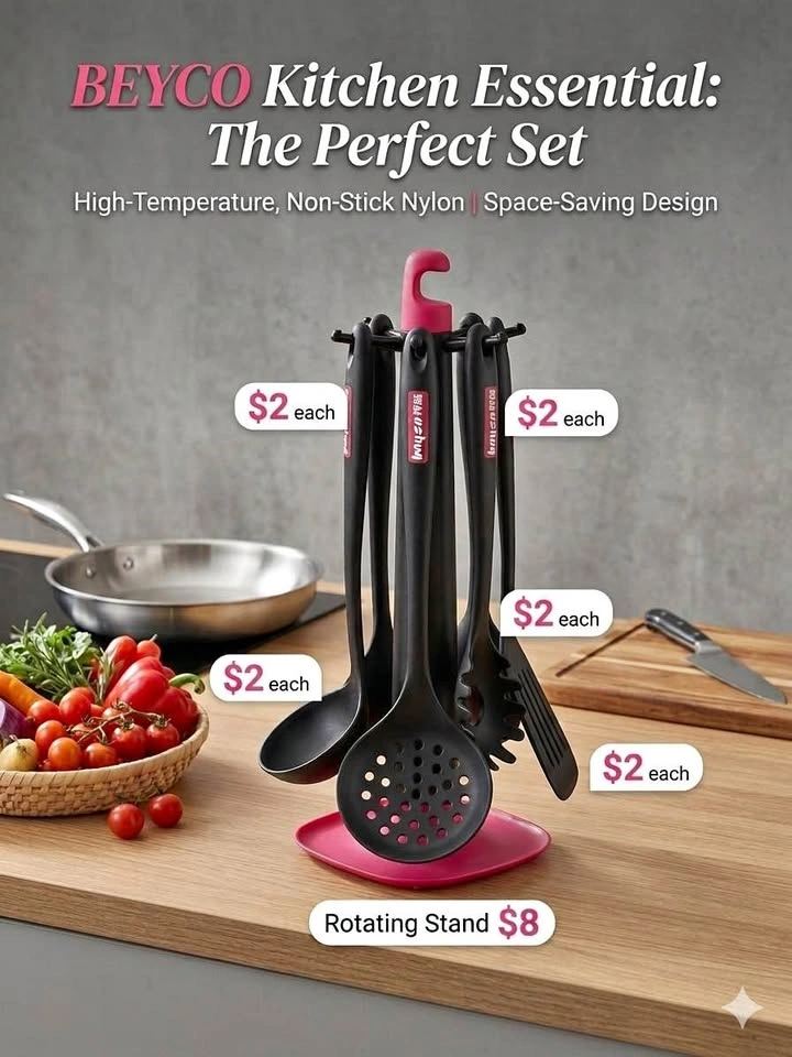 BEYCO Kitchen Utensil Set with Rotating Stand