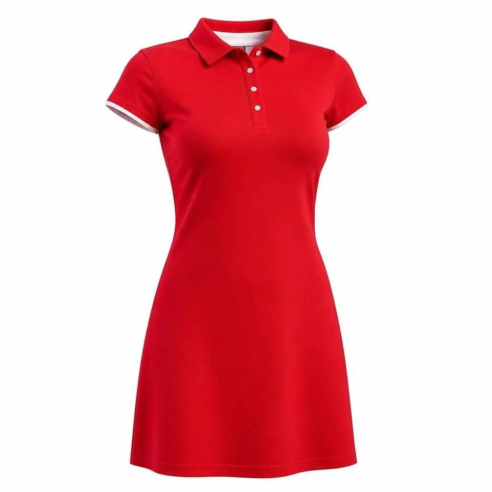 Tristan & Iseut Red Polo Dress with White Trim
