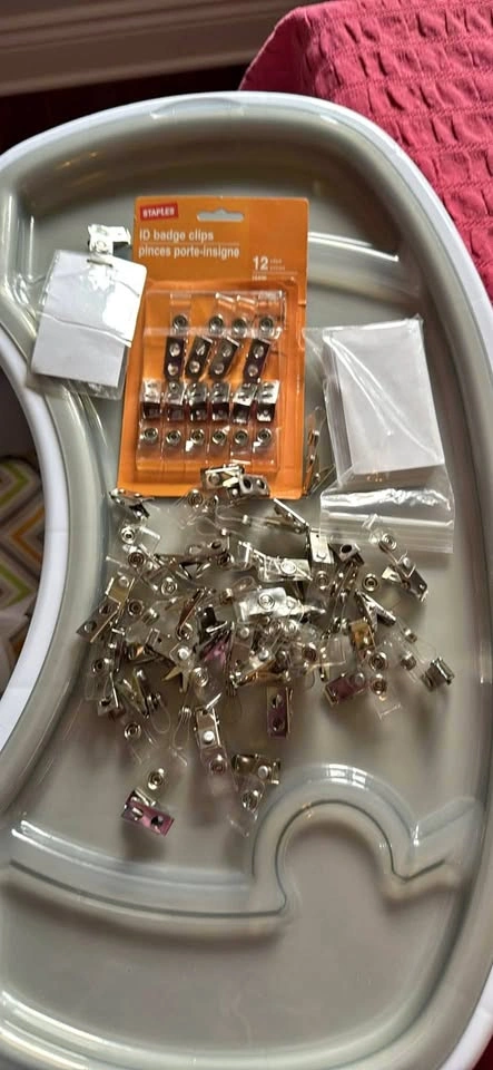 ID Badge Clips approximately 50 with some blank cards