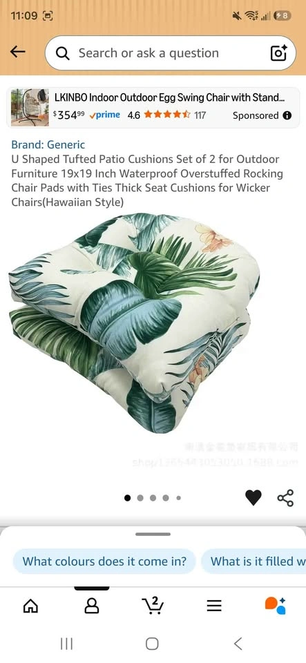 U Shaped Tufted Patio Cushion only 1 Available - photo 3