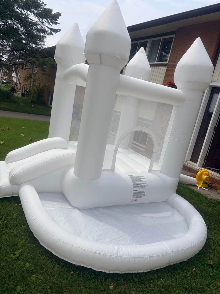 White bouncy jumping castle with blower - photo 2