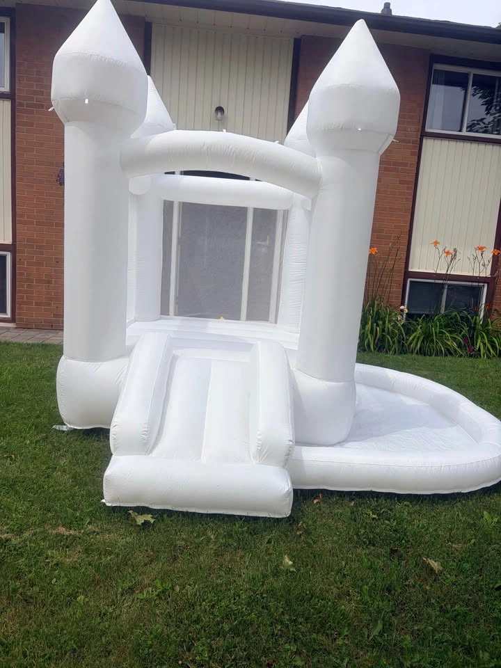 White bouncy jumping castle with blower - photo 3
