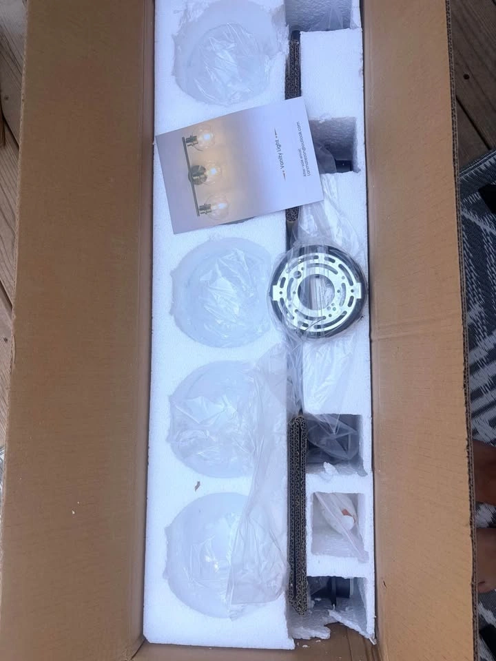 New- 5 light Black vanity light with clear glass globes - photo 3