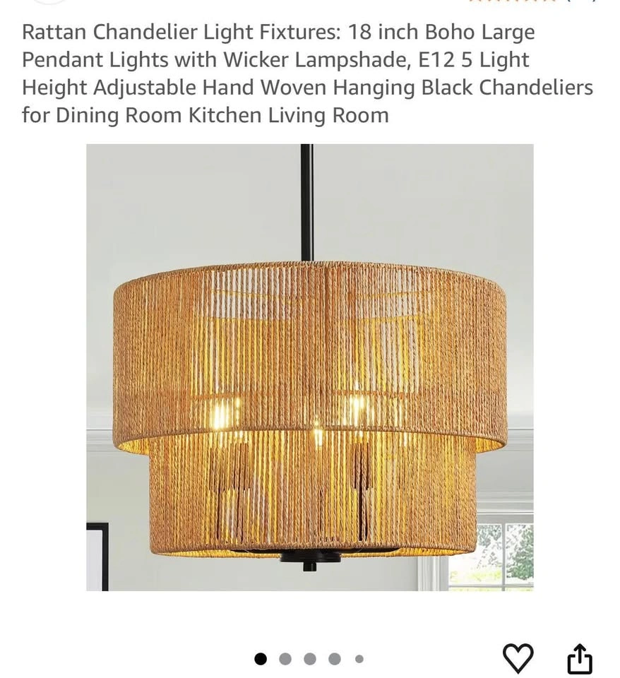 New Rattan and Gold 18” Light - photo 2