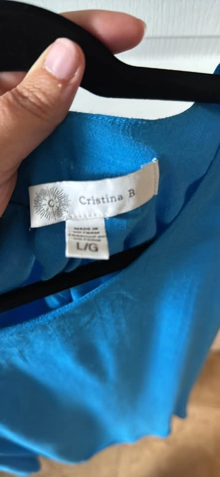 Cristina B Turquoise Blue Sleeveless Sharkbite Hem Top Size L - photo 3