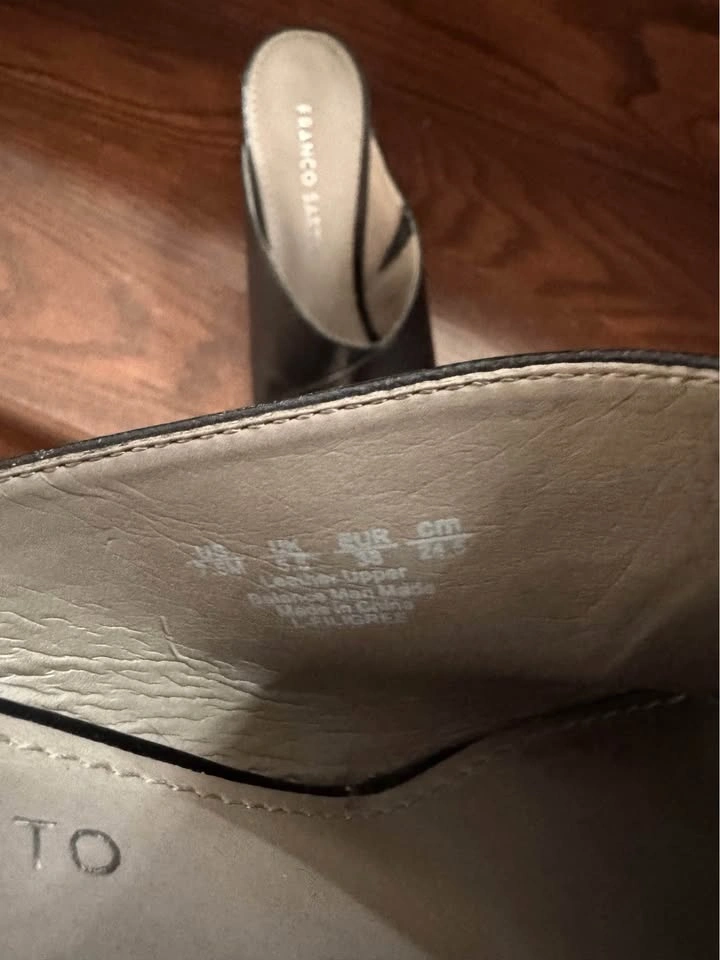 Franco Sarto Black Leather Wedge Mules Size 7.5 - photo 5