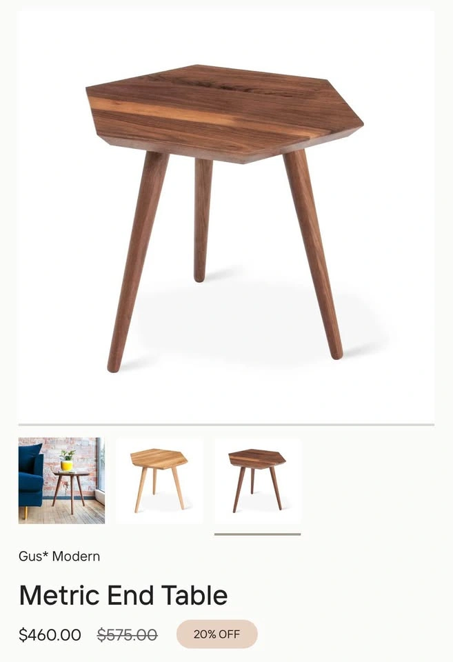 Gus Modern Metric End Table | Solid Black Walnut - photo 4