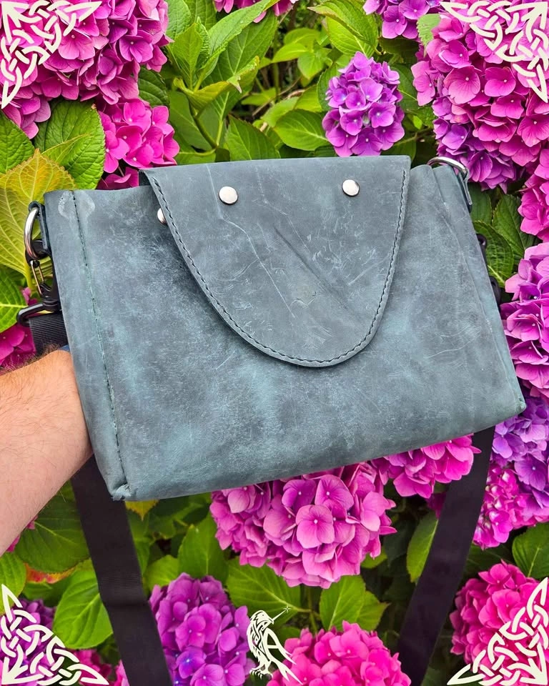 Leather purse bag, handmade