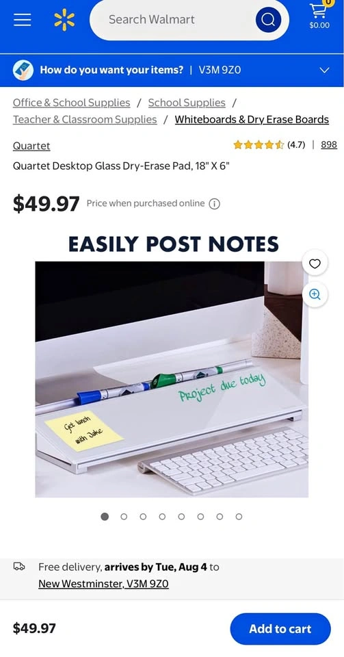 Quartet Desktop Glass Dry-Erase Pad, 18" x 6"