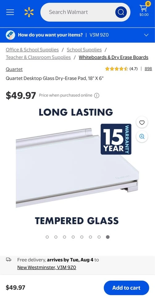Quartet Desktop Glass Dry-Erase Pad, 18" x 6" - photo 2