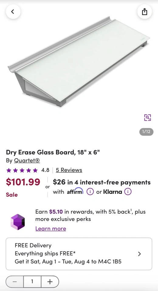 Quartet Desktop Glass Dry-Erase Pad, 18" x 6" - photo 3