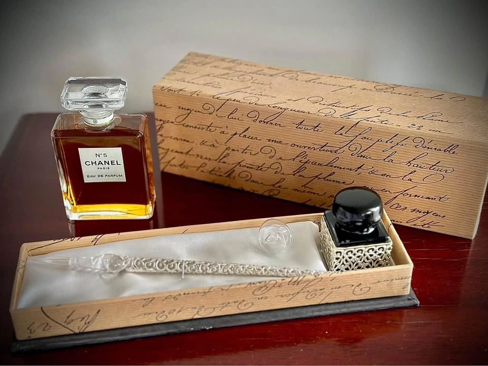 Exquisite Calligraphy Pen Set Nickel Plate Scroll Glass - photo 2