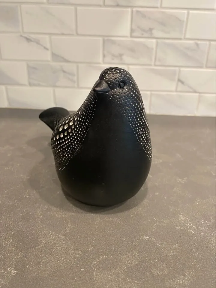Modern Black and White Dotted Bird Figurine - photo 2
