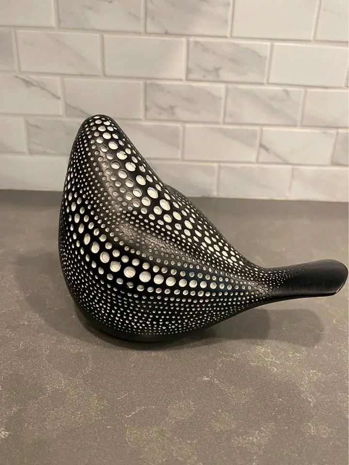 Modern Black and White Dotted Bird Figurine - photo 3